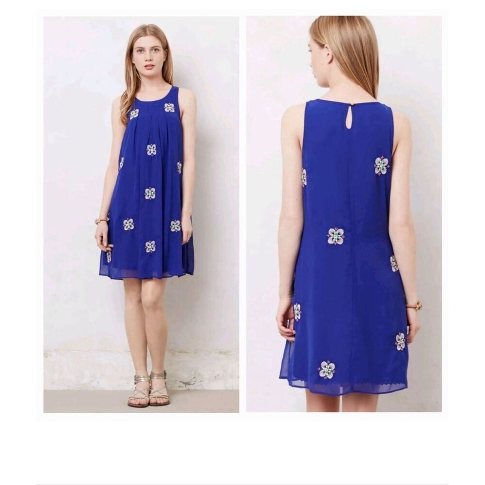 ANTHROPOLOGIE LEIFSDOTTIR Blue Amapola Swing Dress-8